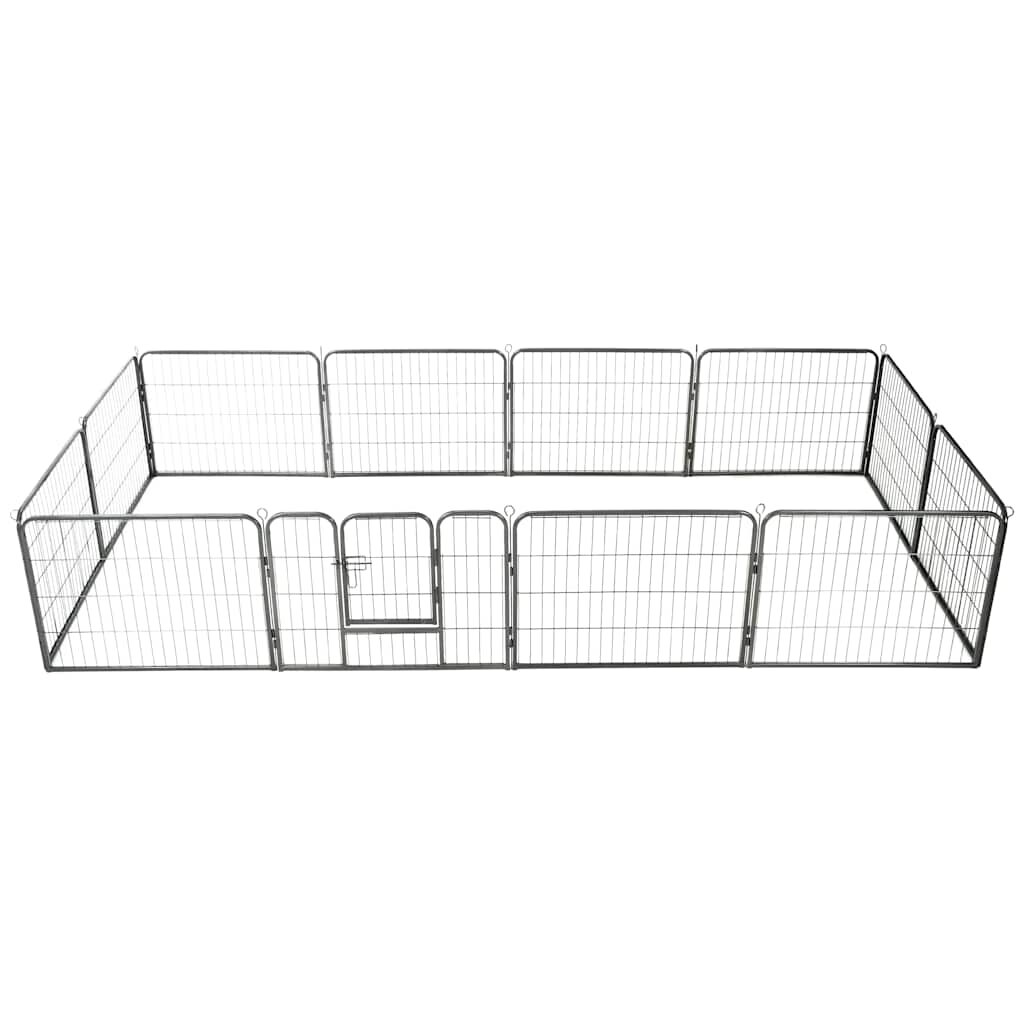 vidaXL Ohrádka pre psy 12 panelov oceľ 80x60 cm čierna