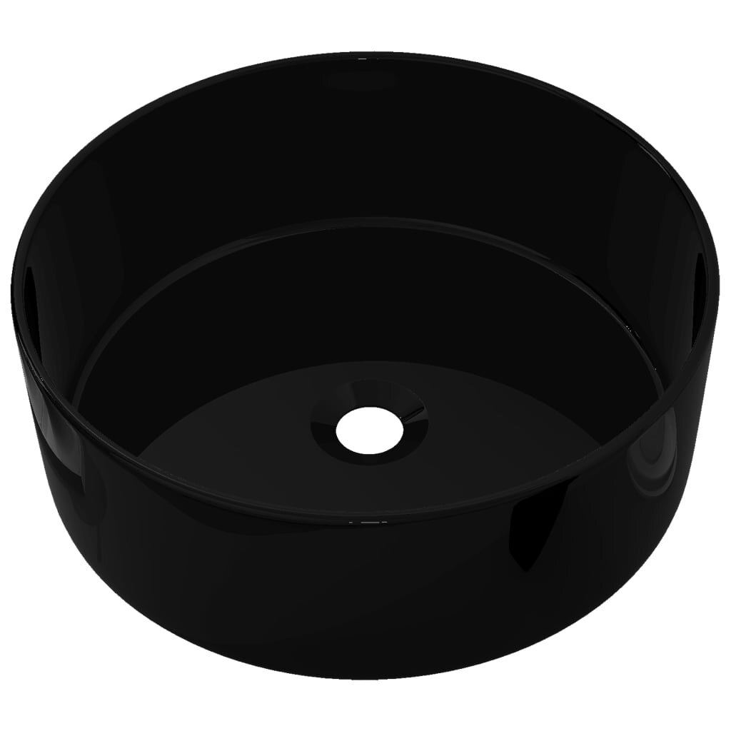 vidaXL Okrúhle keramické umývadlo čierne 40x15 cm