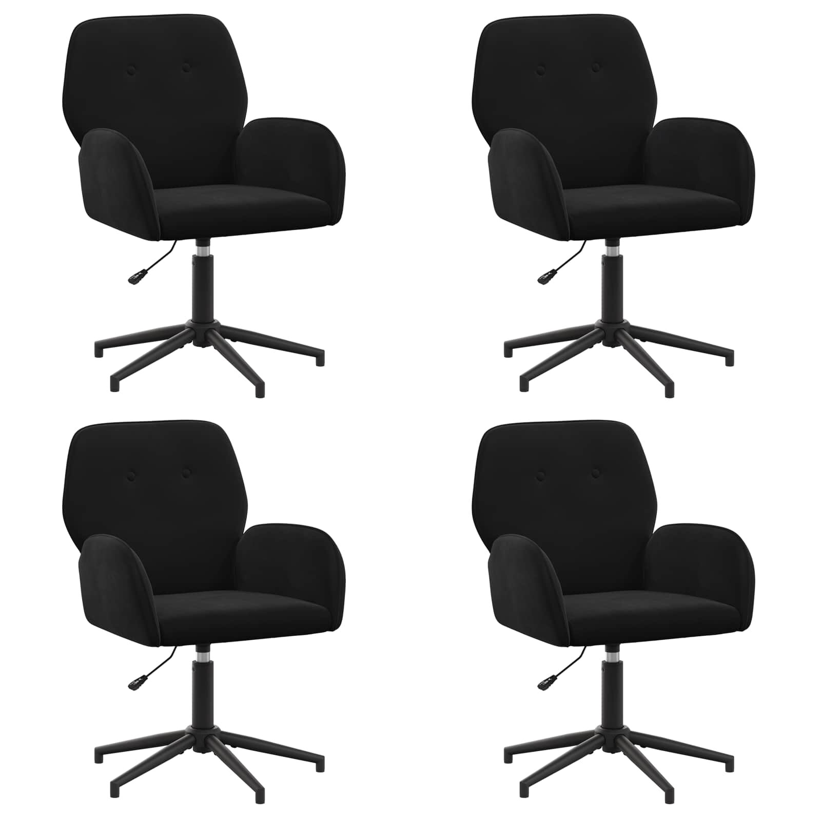 vidaXL Otáčacie stoličky k stolu 4 ks Zamat 54 x 55 x 90 cm Čierna