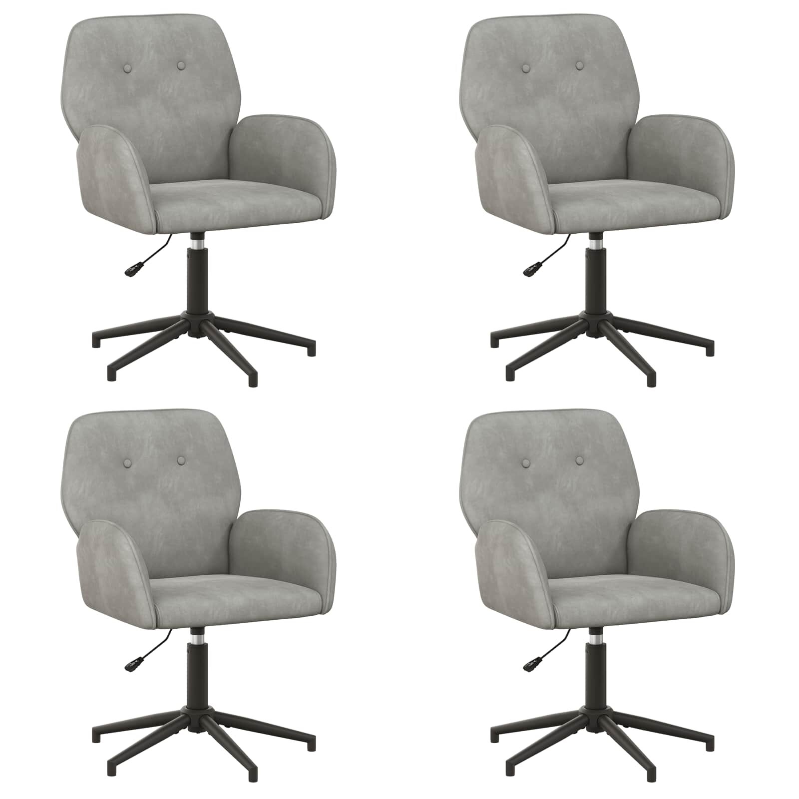 vidaXL Otáčacie stoličky k stolu 4 ks Zamat 54 x 55 x 90 cm Svetlosivá