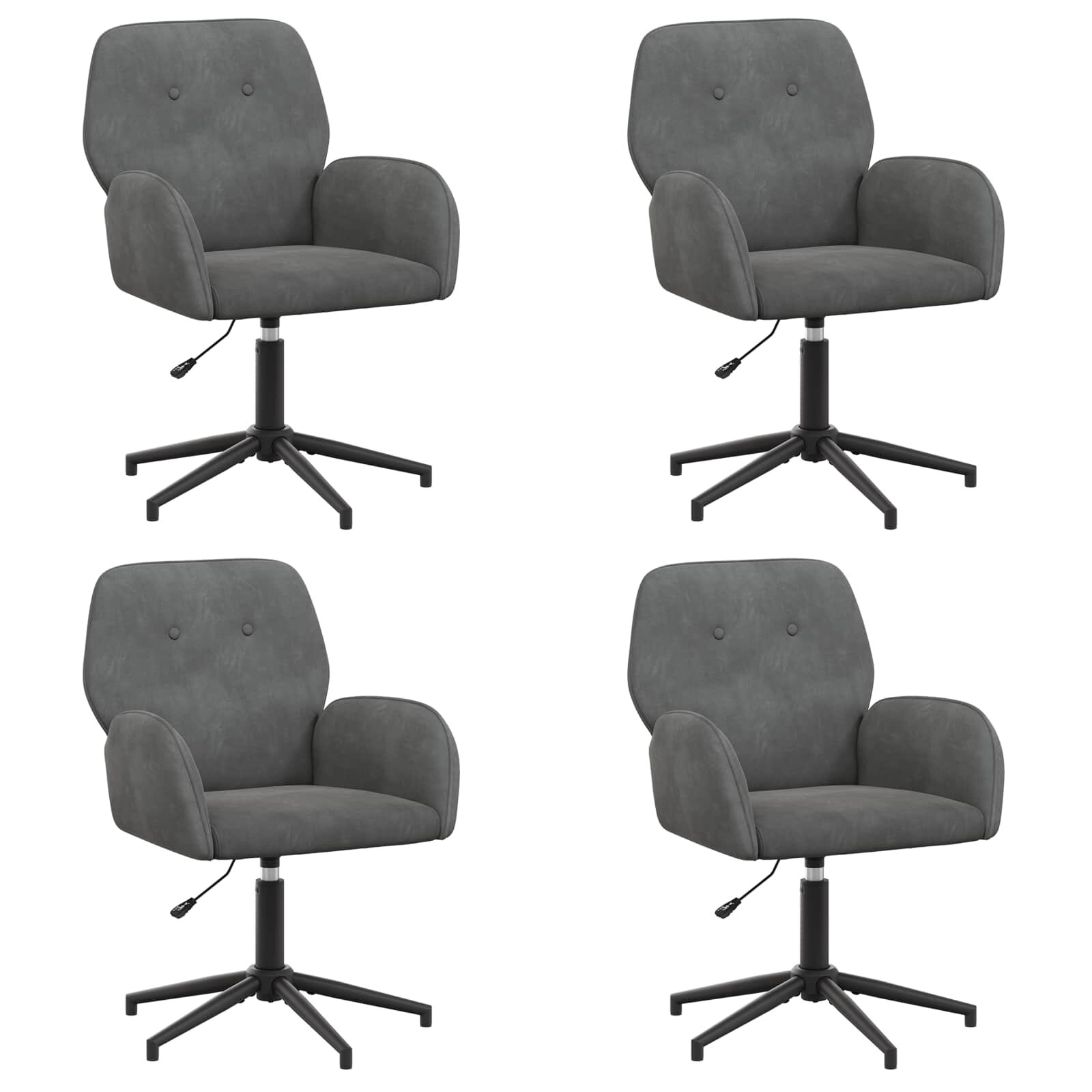 vidaXL Otáčacie stoličky k stolu 4 ks Zamat 54 x 55 x 90 cm Tmavosivá