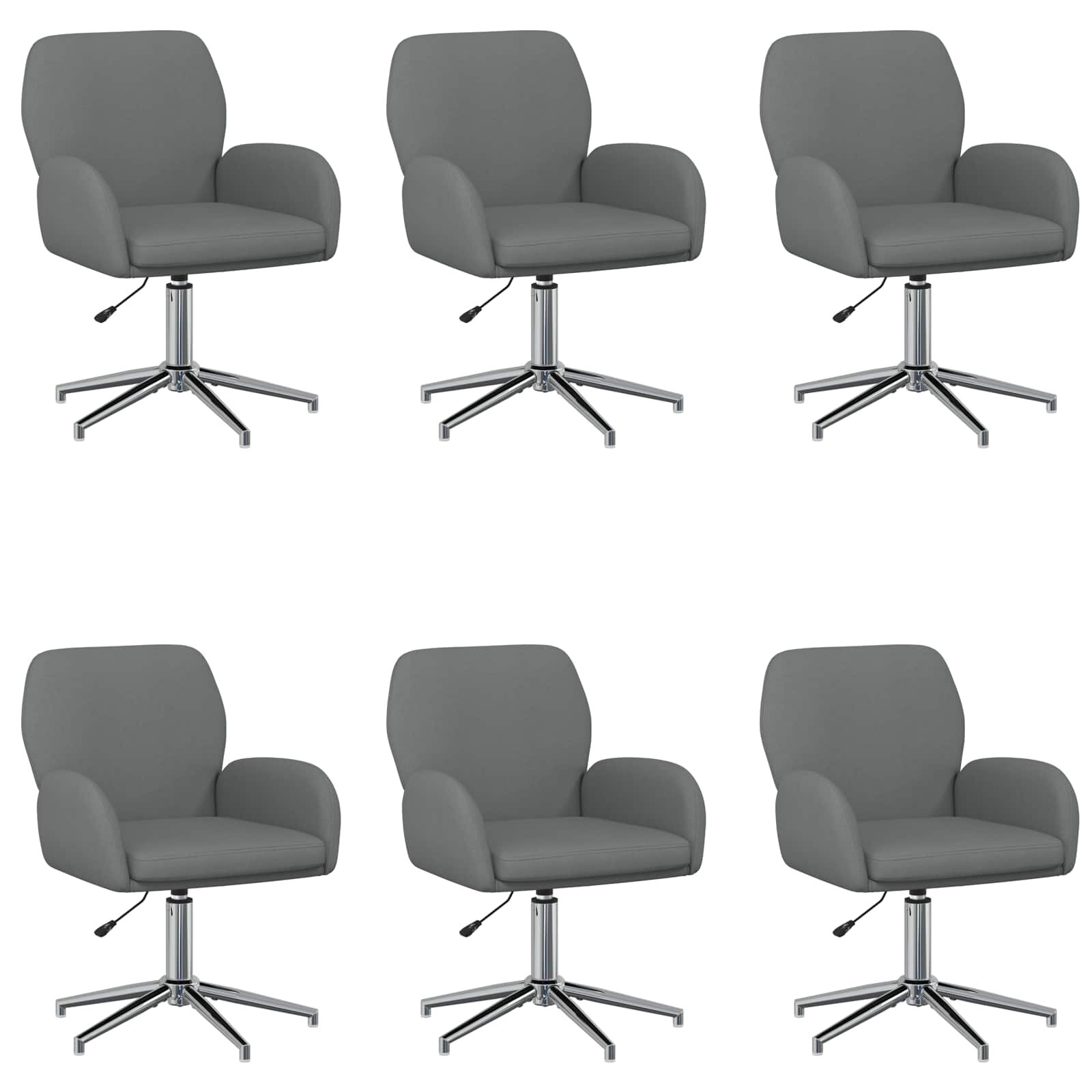 vidaXL Otáčacie stoličky k stolu 6 ks 54 x 58 x 90 cm Tmavosivá Látka