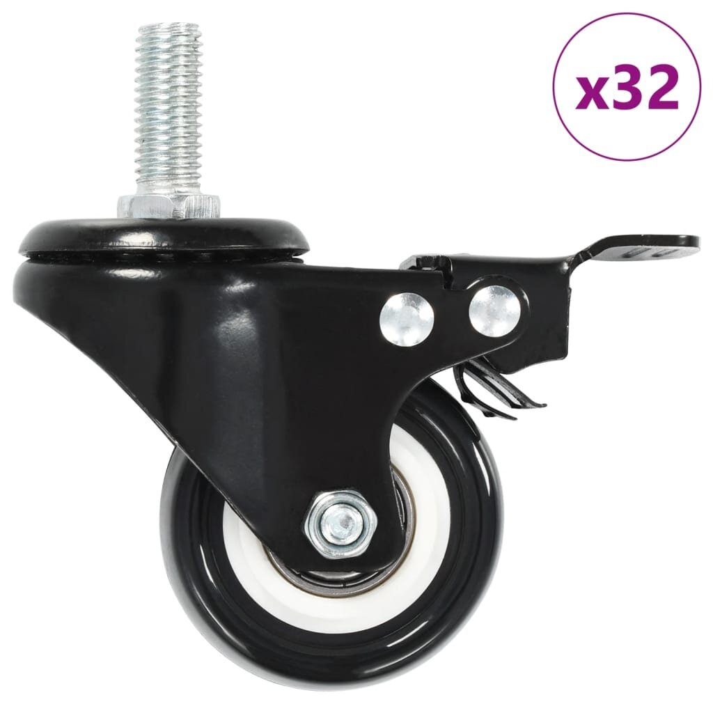 vidaXL Otočné kolieska s brzdou 32 ks 50 mm