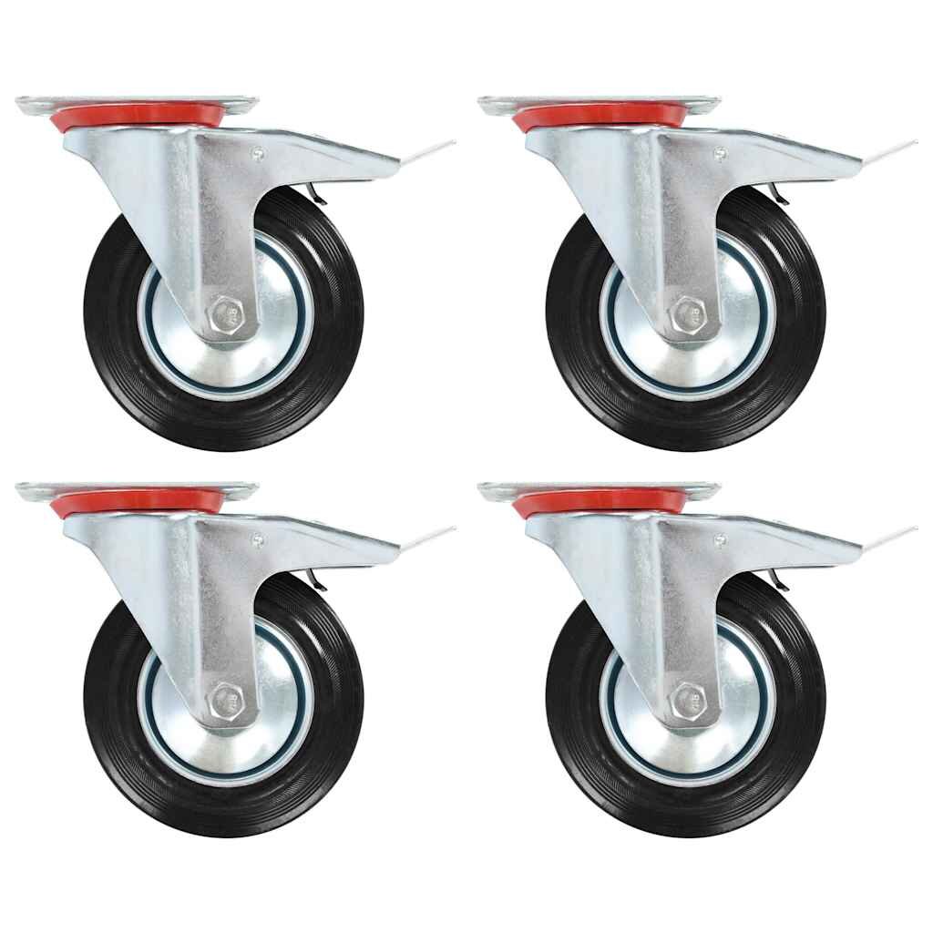 vidaXL Otočné kolieska s dvojitou brzdou 4 ks 160 mm