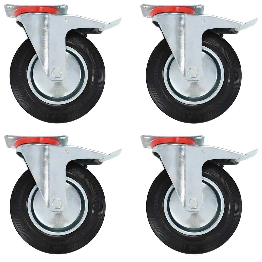 vidaXL Otočné kolieska s dvojitou brzdou 4 ks 200 mm