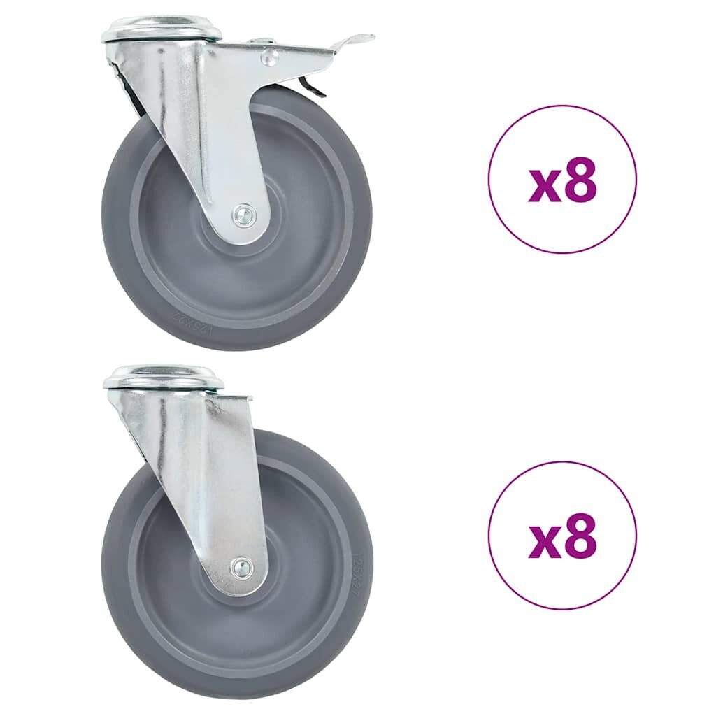 vidaXL Otočné kolieska s otvorom na skrutku 16 ks 125 mm