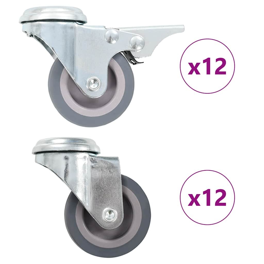 vidaXL Otočné kolieska s otvorom na skrutku 24 ks 50 mm