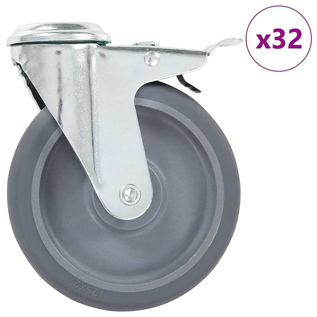 vidaXL Otočné kolieska s otvorom na skrutku 32 ks 125 mm