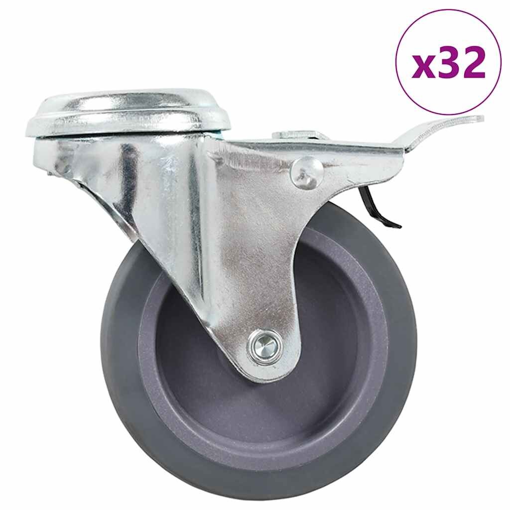 vidaXL Otočné kolieska s otvorom na skrutku 32 ks 75 mm