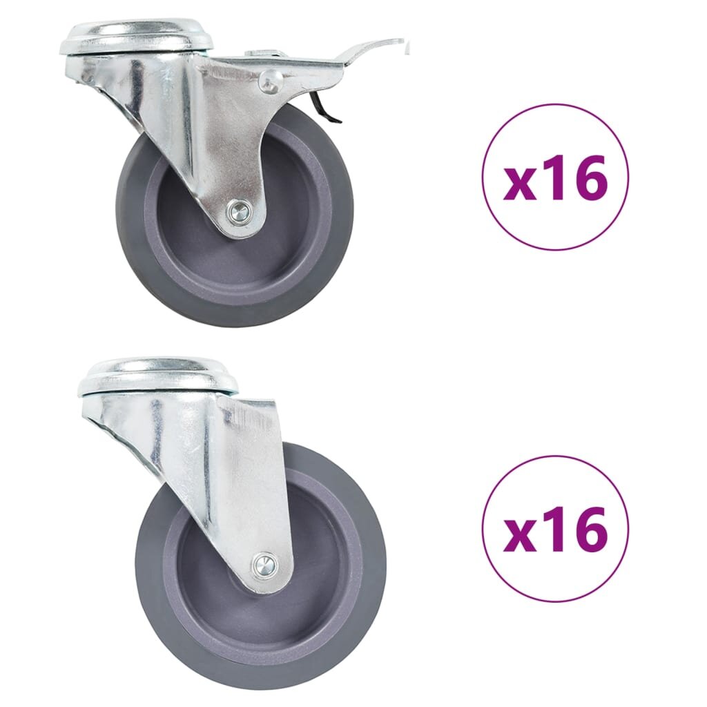 vidaXL Otočné kolieska s otvorom na skrutku 32 ks 75 mm