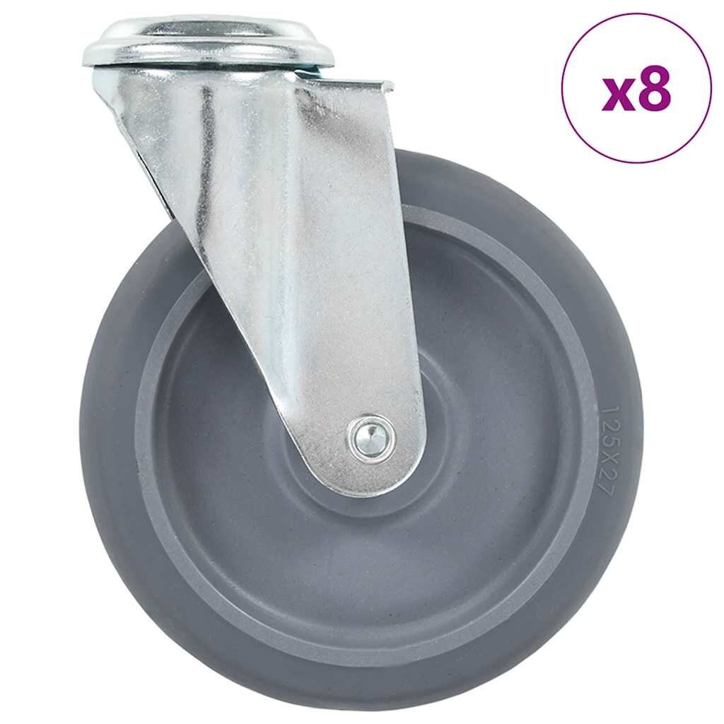 vidaXL Otočné kolieska s otvorom na skrutku 8 ks 125 mm