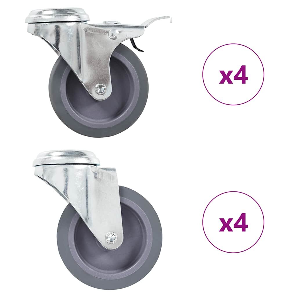 vidaXL Otočné kolieska s otvorom na skrutku 8 ks 75 mm