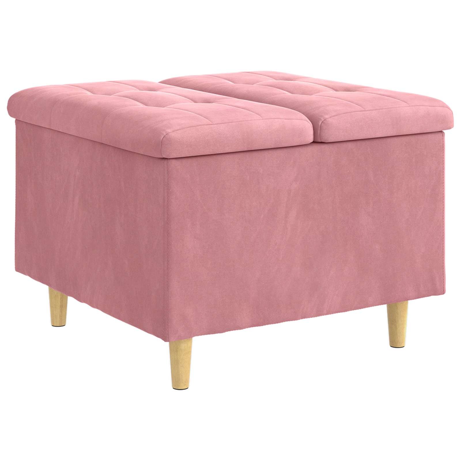 vidaXL Ottoman s Úložným Priestorom Ružová 60 x 60 x 45 cm Zamat