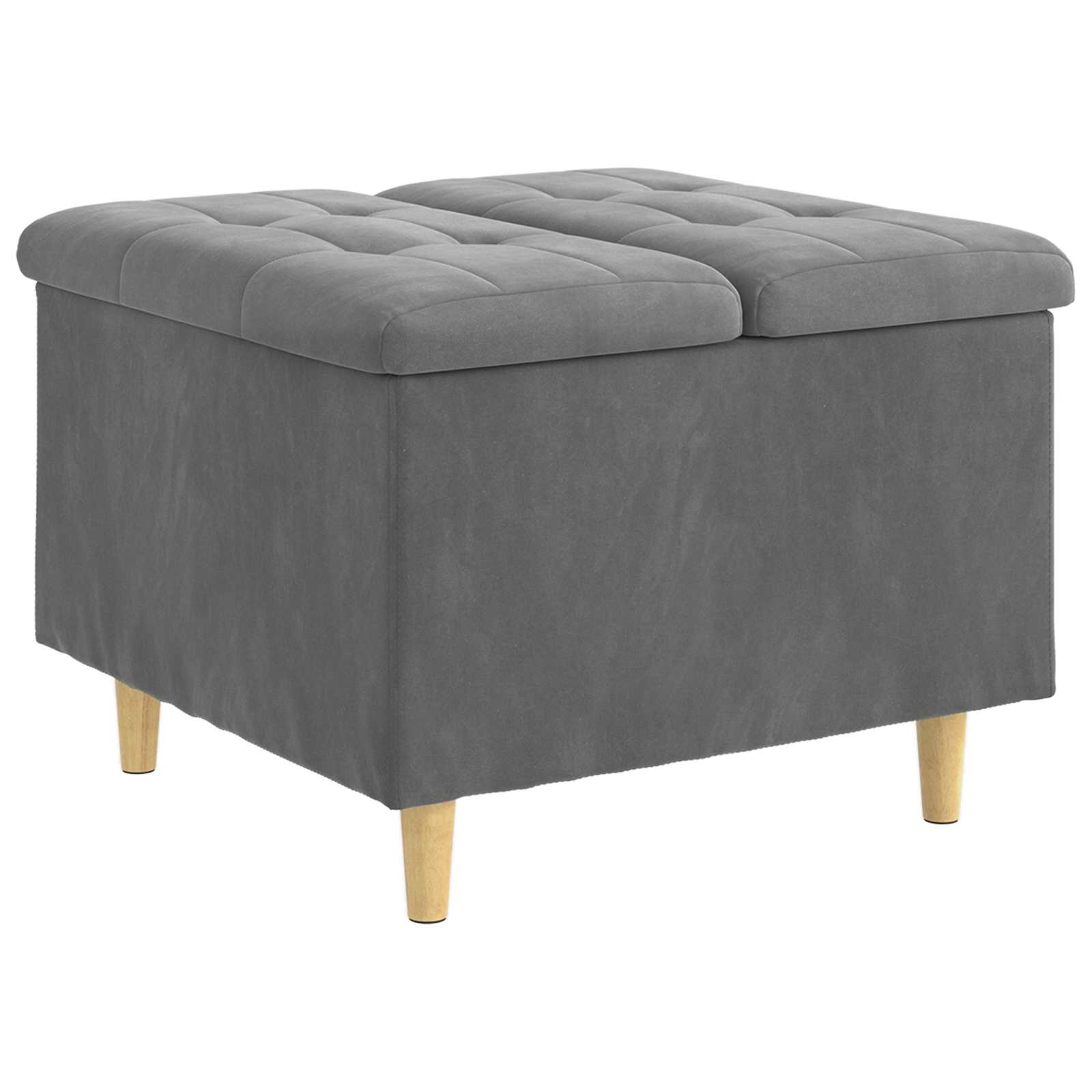 vidaXL Ottoman s Úložným Priestorom Tmavo šedá 60 x 60 x 45 cm Zamat