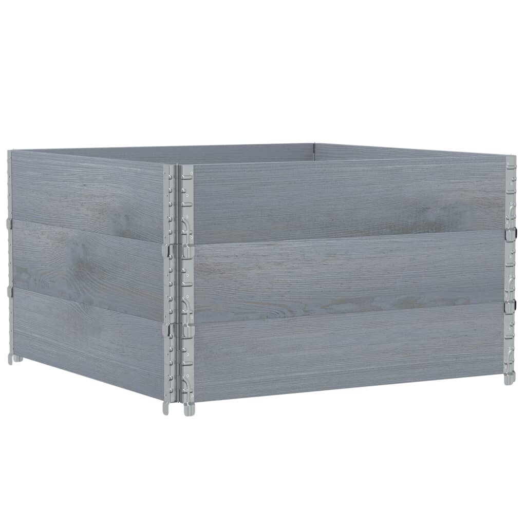 vidaXL Paletové ohrádky 3 ks sivé 100x100 cm borovicový masív