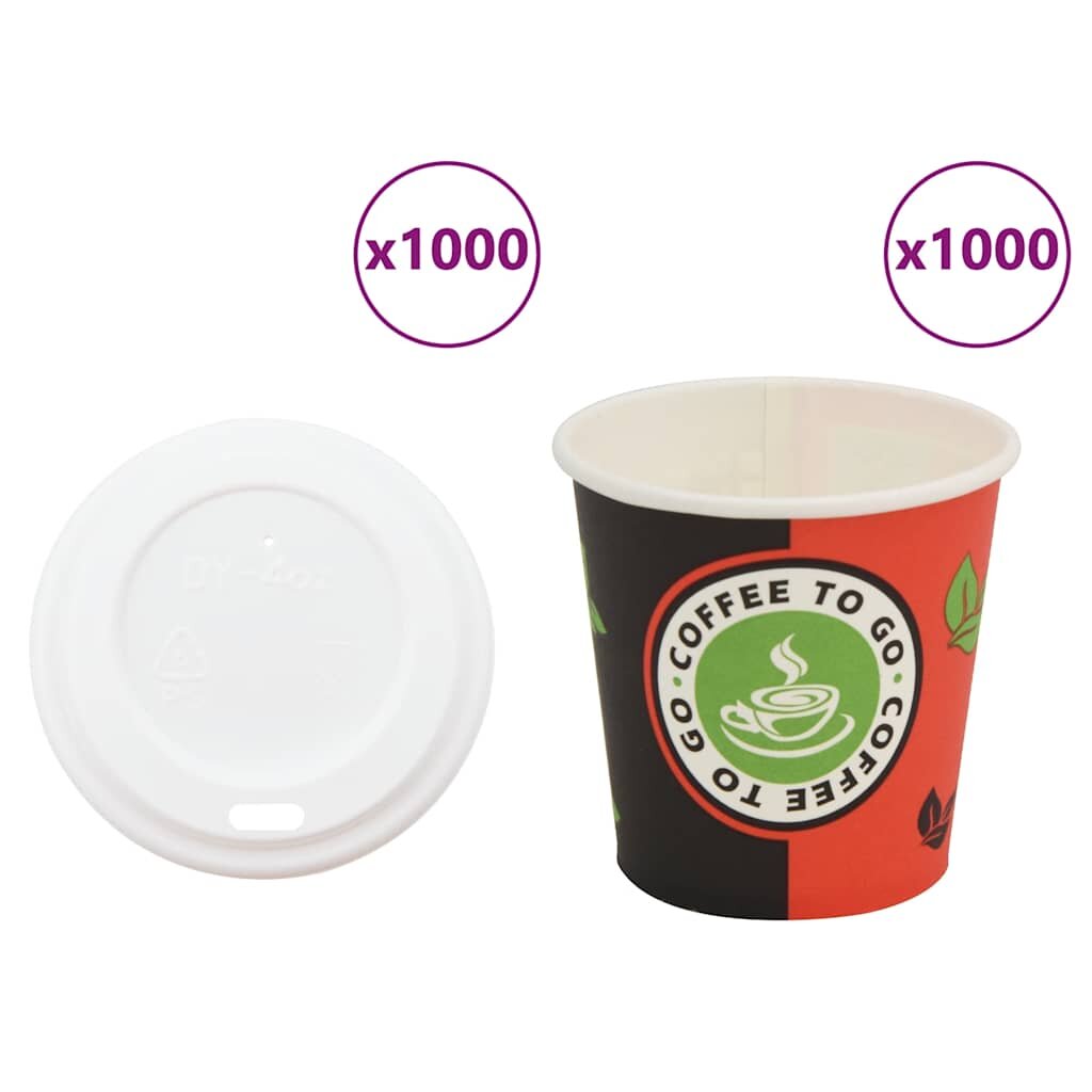 vidaXL Papierové poháre na kávu s viečkami 1000 ks 120 ml