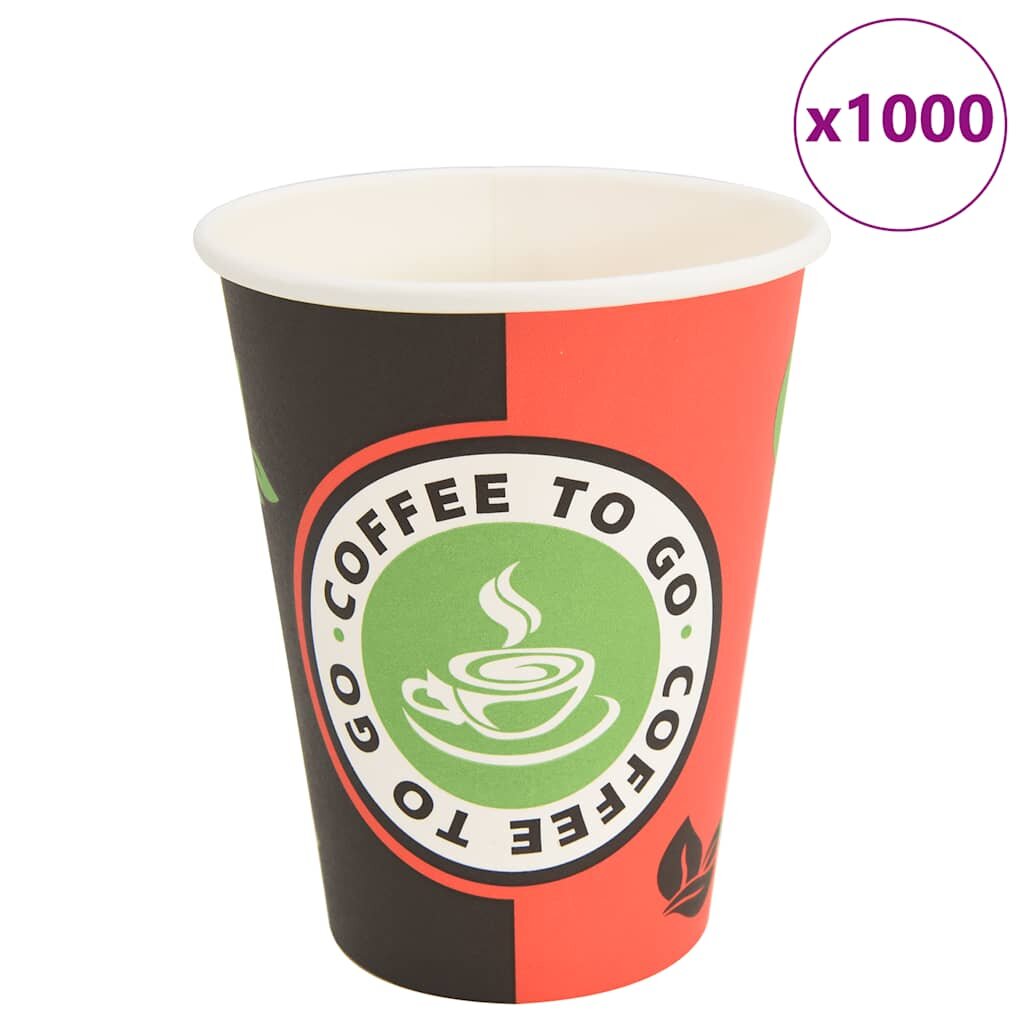 vidaXL papierové šálky na kávu 1000 ks 12oz 300ml červená a čierna