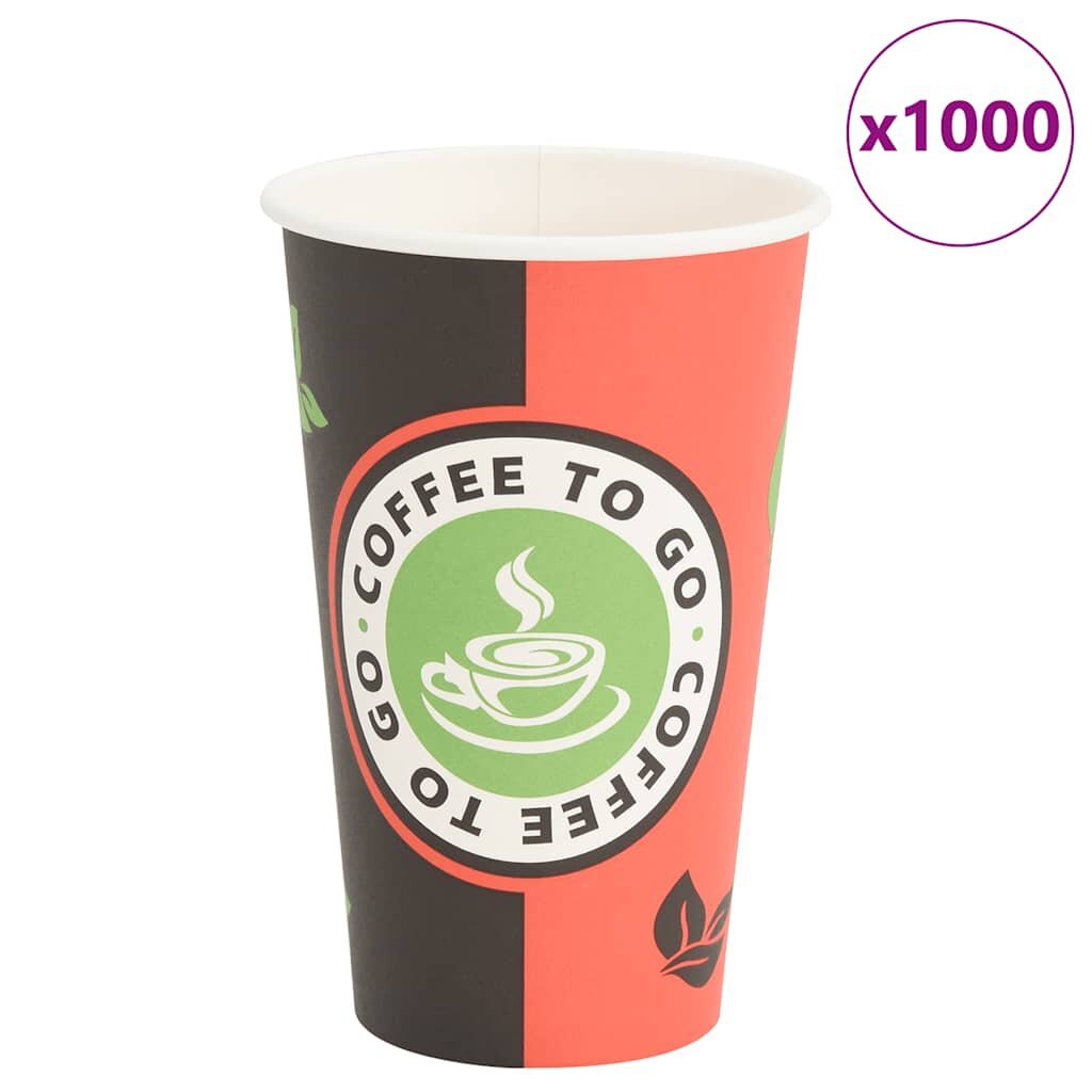 vidaXL Papierové šálky na kávu 1000 ks 16oz 400ml červená a čierna
