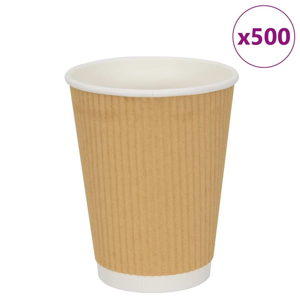 vidaXL Papierové šálky na kávu 500 ks 12oz 300ml hnedá