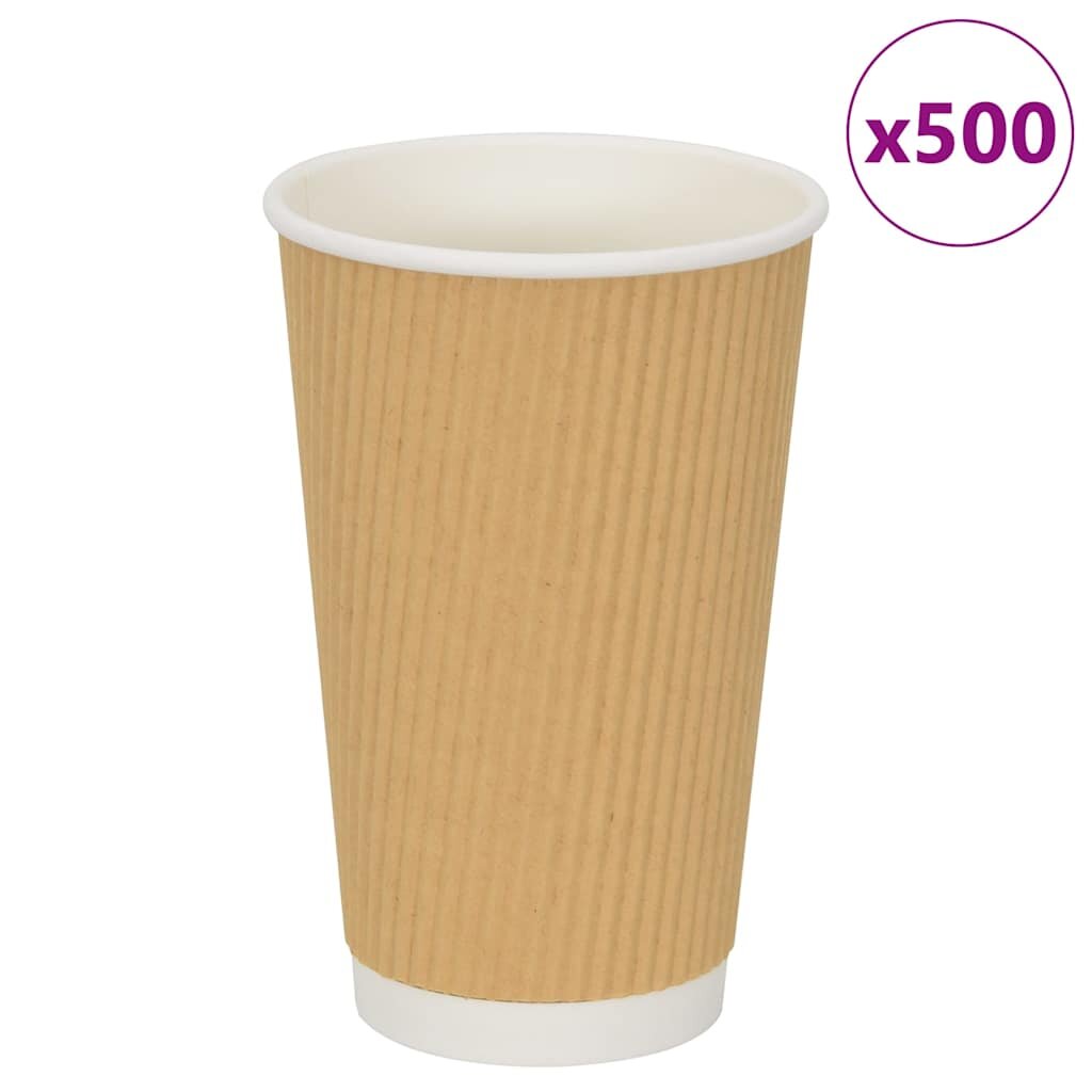 vidaXL Papierové šálky na kávu 500 ks 16oz 400ml hnedá