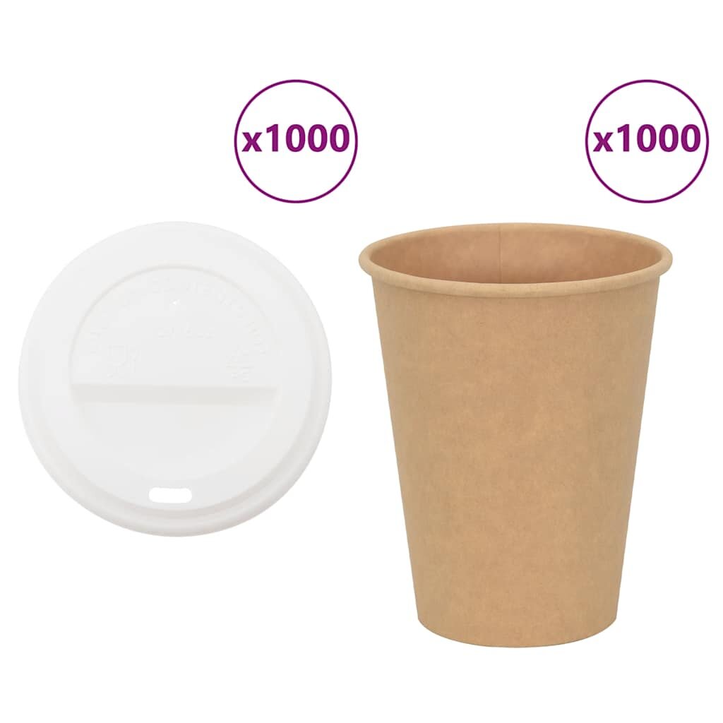 vidaXL papierové šálky na kávu s viečkom 1000 ks 12oz 300ml