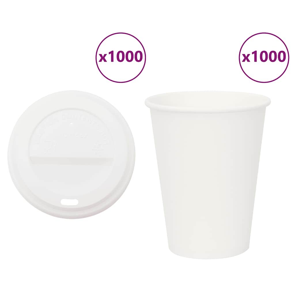 vidaXL papierové šálky na kávu s viečkom 1000 ks 12oz 300ml