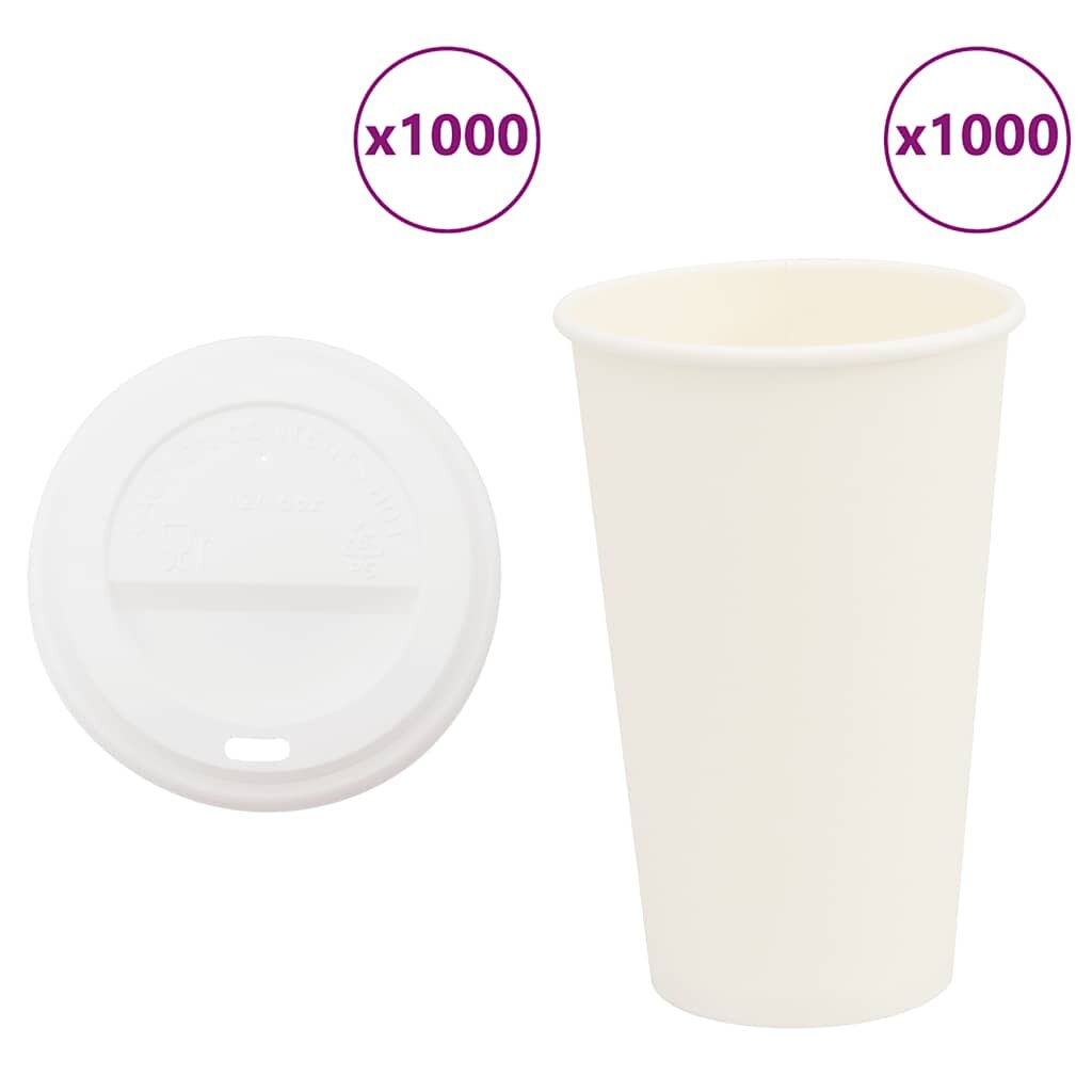 vidaXL papierové šálky na kávu s viečkom 1000 ks 16oz 400ml