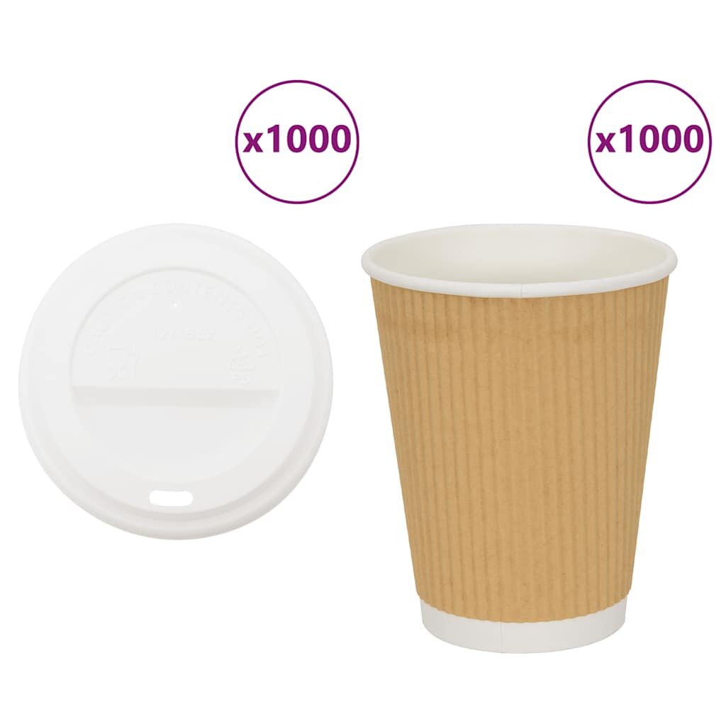 vidaXL papierové šálky na kávu s viečkom 1000 ks 16oz 400ml