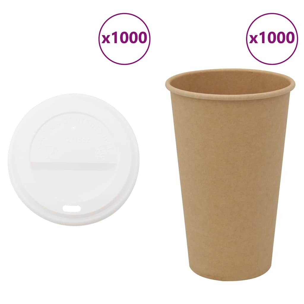 vidaXL papierové šálky na kávu s viečkom 1000 ks 16oz 400ml