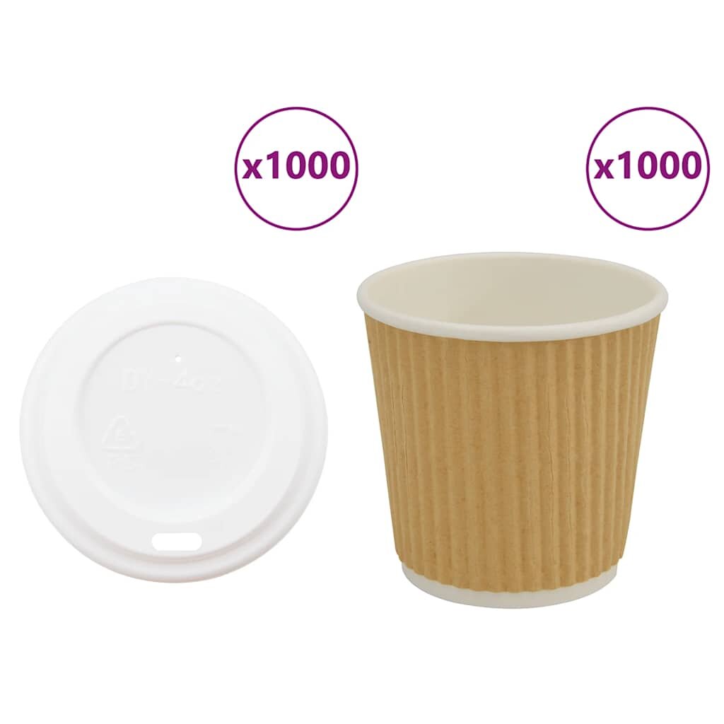 vidaXL papierové šálky na kávu s viečkom 1000 ks 4oz 100ml