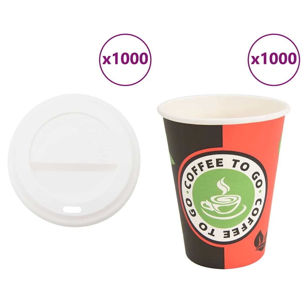 vidaXL papierové šálky na kávu s viečkom 1000 ks 4oz 100ml
