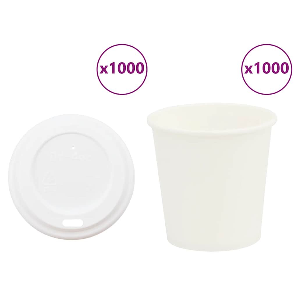 vidaXL papierové šálky na kávu s viečkom 1000 ks 4oz 100ml
