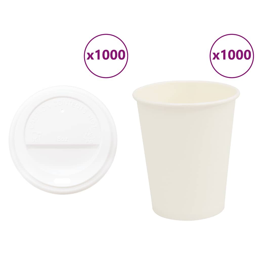 vidaXL papierové šálky na kávu s viečkom 1000 ks 8oz 200ml