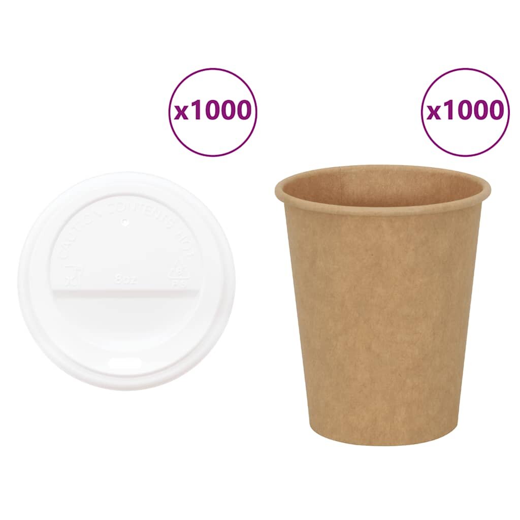 vidaXL papierové šálky na kávu s viečkom 1000 ks 8oz 200ml