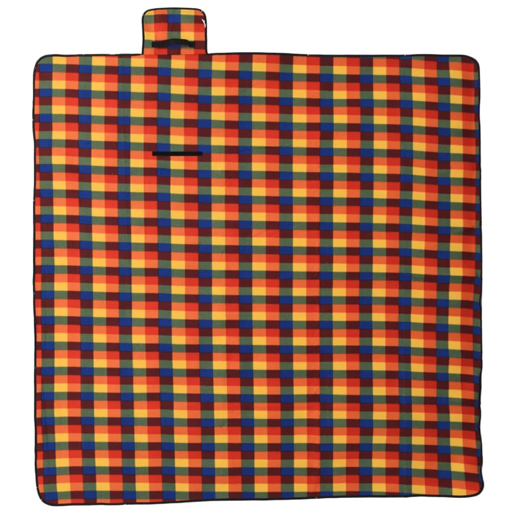 vidaXL Pikniková deka skladacia viacfarebná kockovaná 200x200 cm zamat