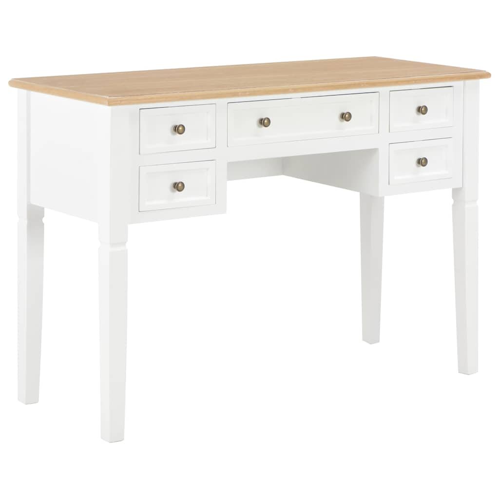 vidaXL Písací stôl biely 1095x45x775 cm drevo