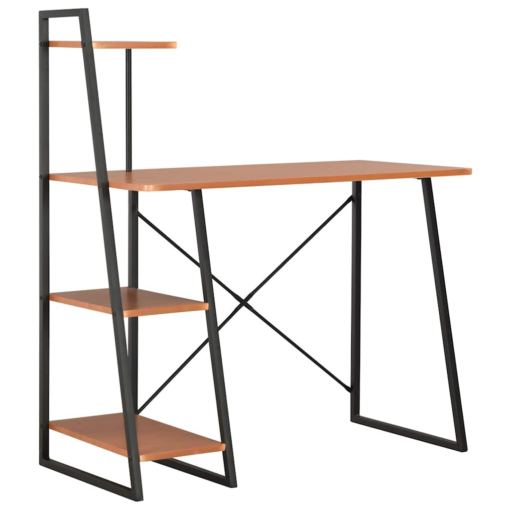 vidaXL Písací stôl s policami čierny a hnedý 102x50x117 cm
