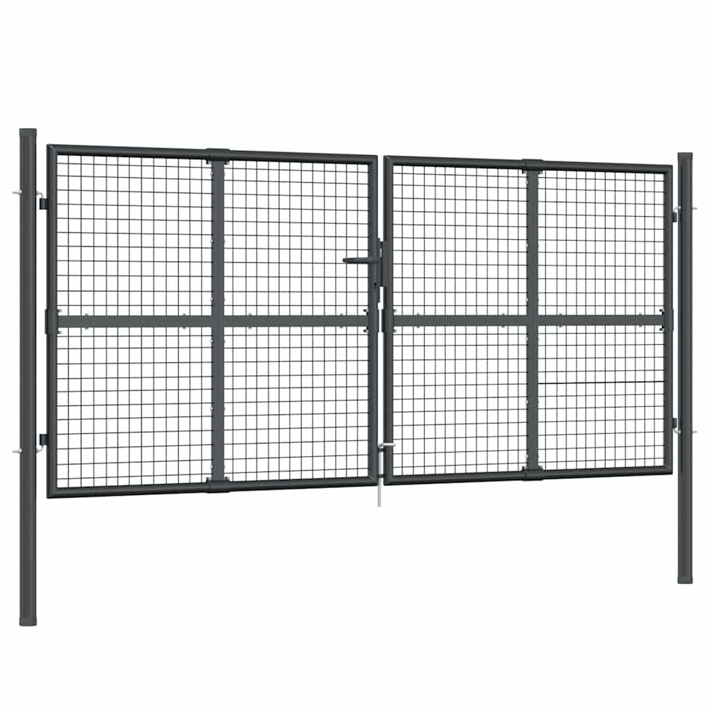 vidaXL Pletená záhradná brána antracitová 300x125 cm pozinkovaná oceľ