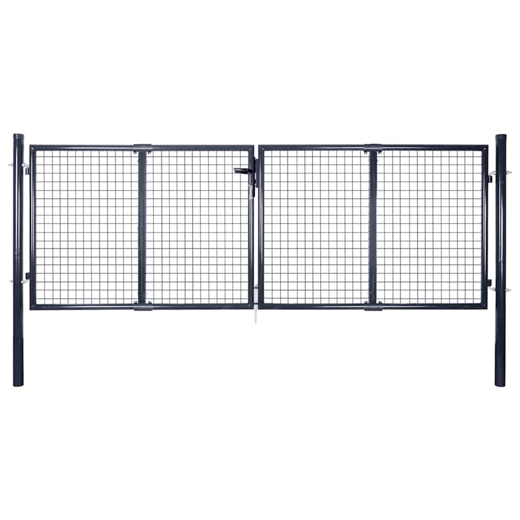 vidaXL Pletená záhradná brána pozinkovaná oceľ 300x100 cm sivá