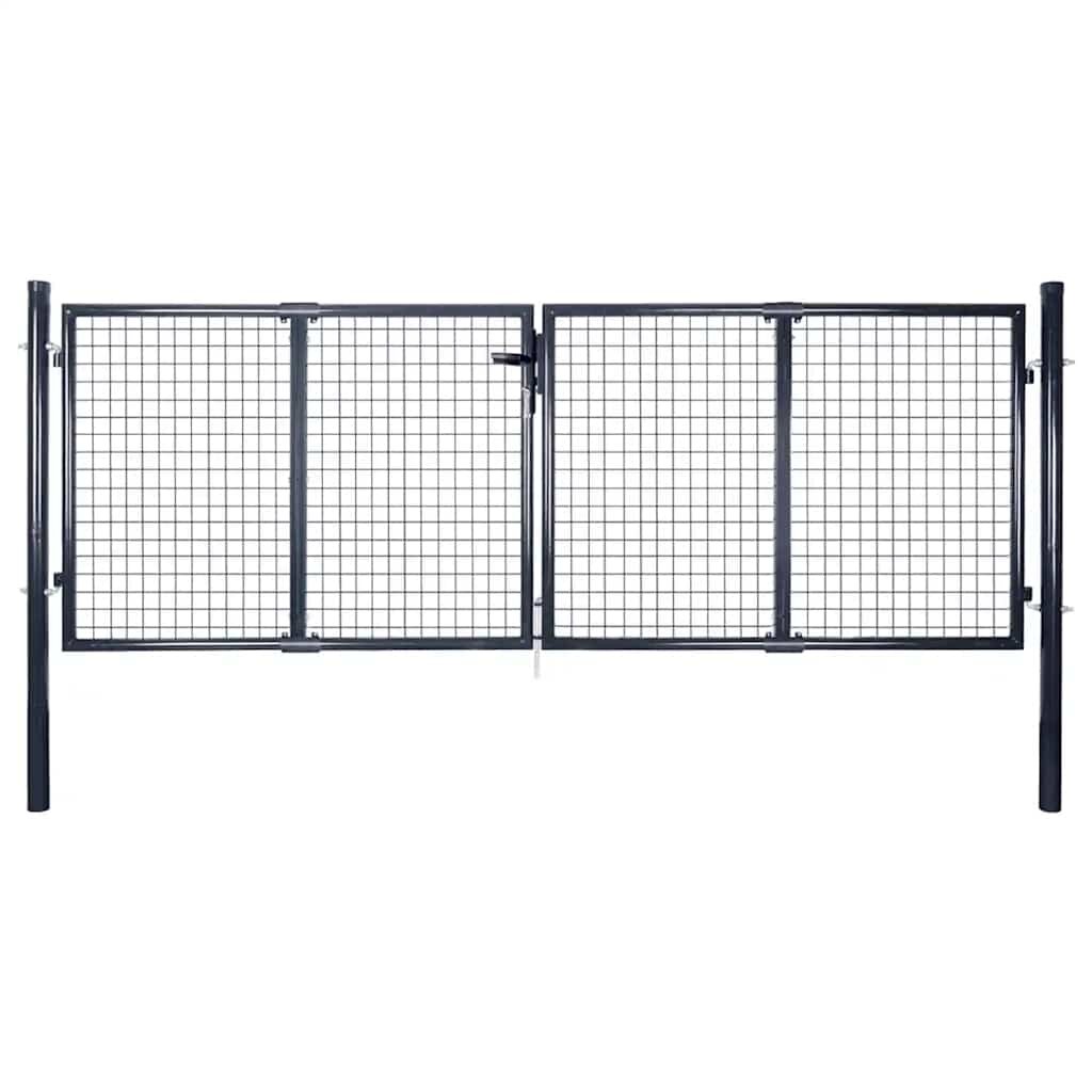 vidaXL Pletená záhradná brána pozinkovaná oceľ 300x75 cm sivá