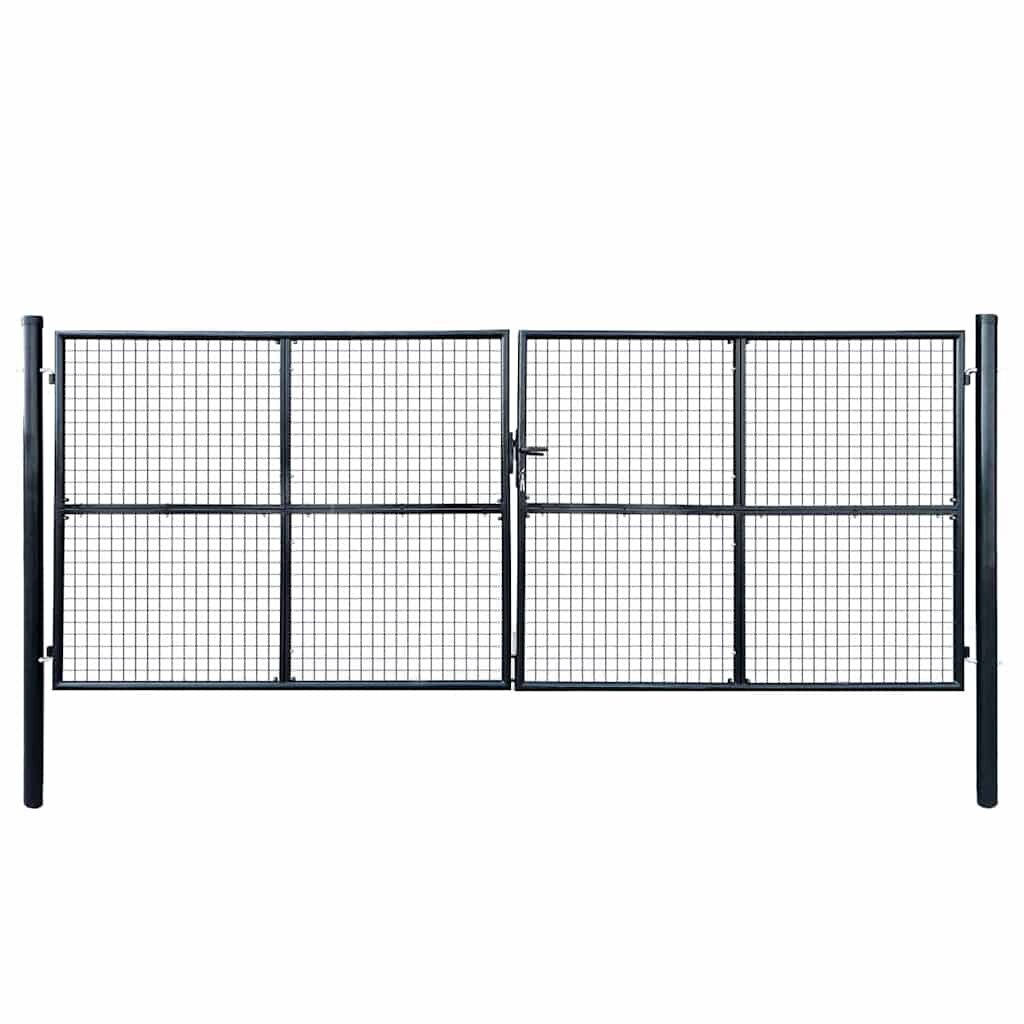 vidaXL Pletená záhradná brána pozinkovaná oceľ 400x150 cm sivá