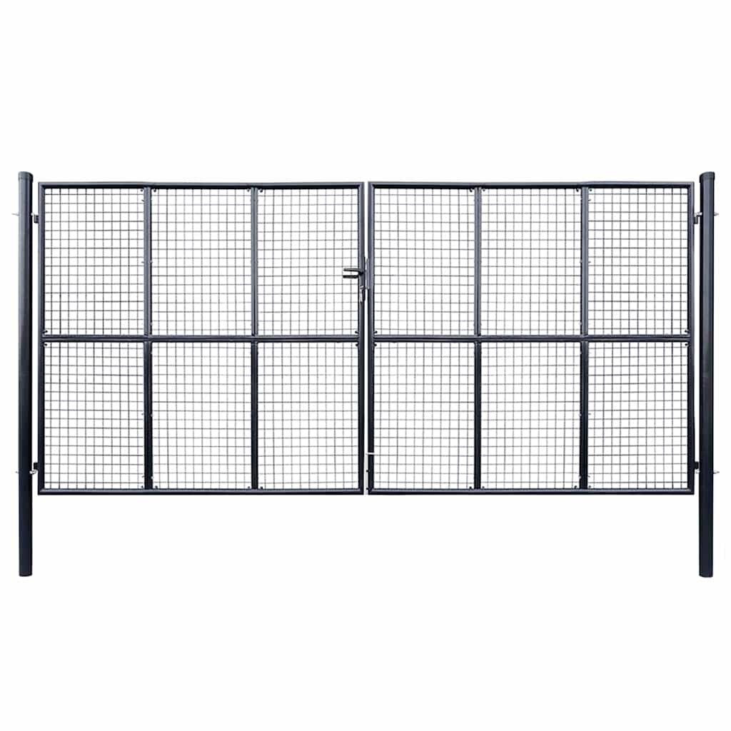 vidaXL Pletená záhradná brána pozinkovaná oceľ 400x175 cm sivá