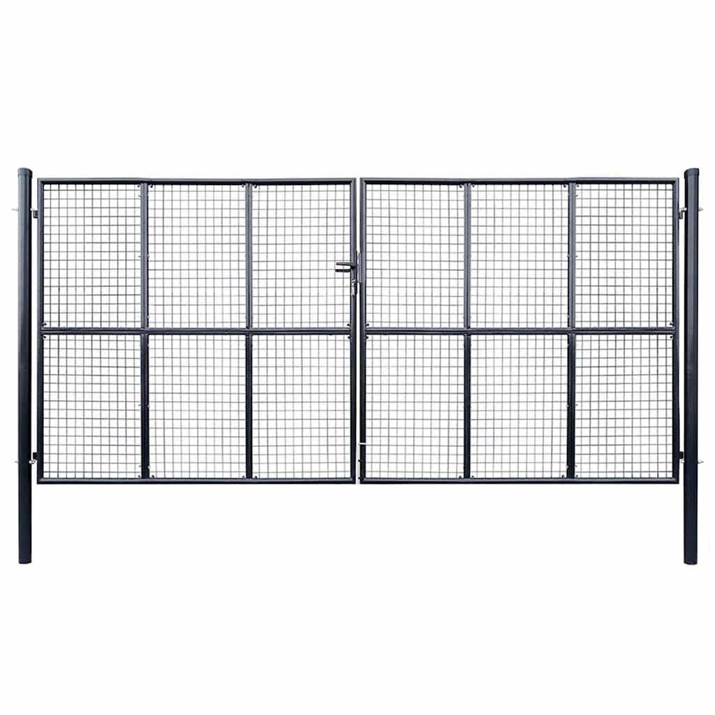 vidaXL Pletená záhradná brána pozinkovaná oceľ 400x200 cm sivá