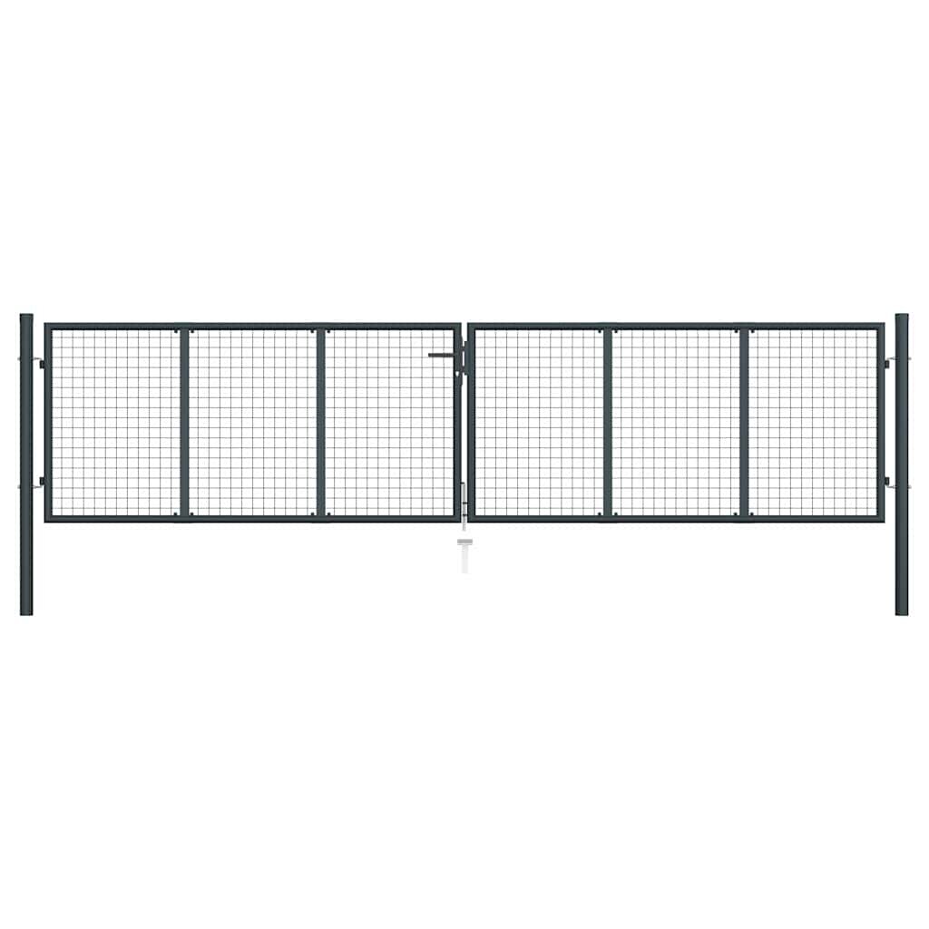 vidaXL Pletená záhradná brána pozinkovaná oceľ 400x75 cm sivá