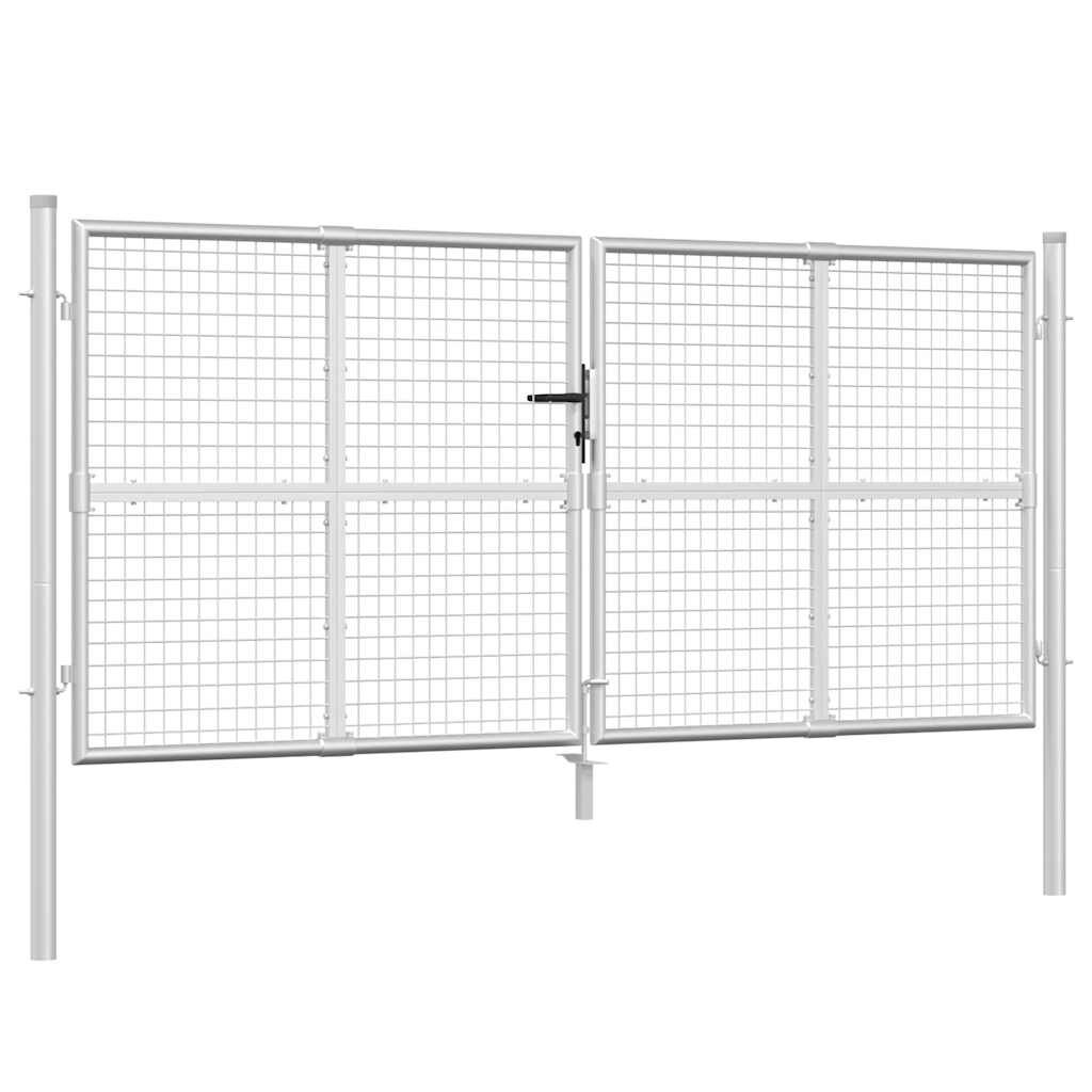 vidaXL Pletená záhradná brána strieborná 300x125 cm pozinkovaná oceľ