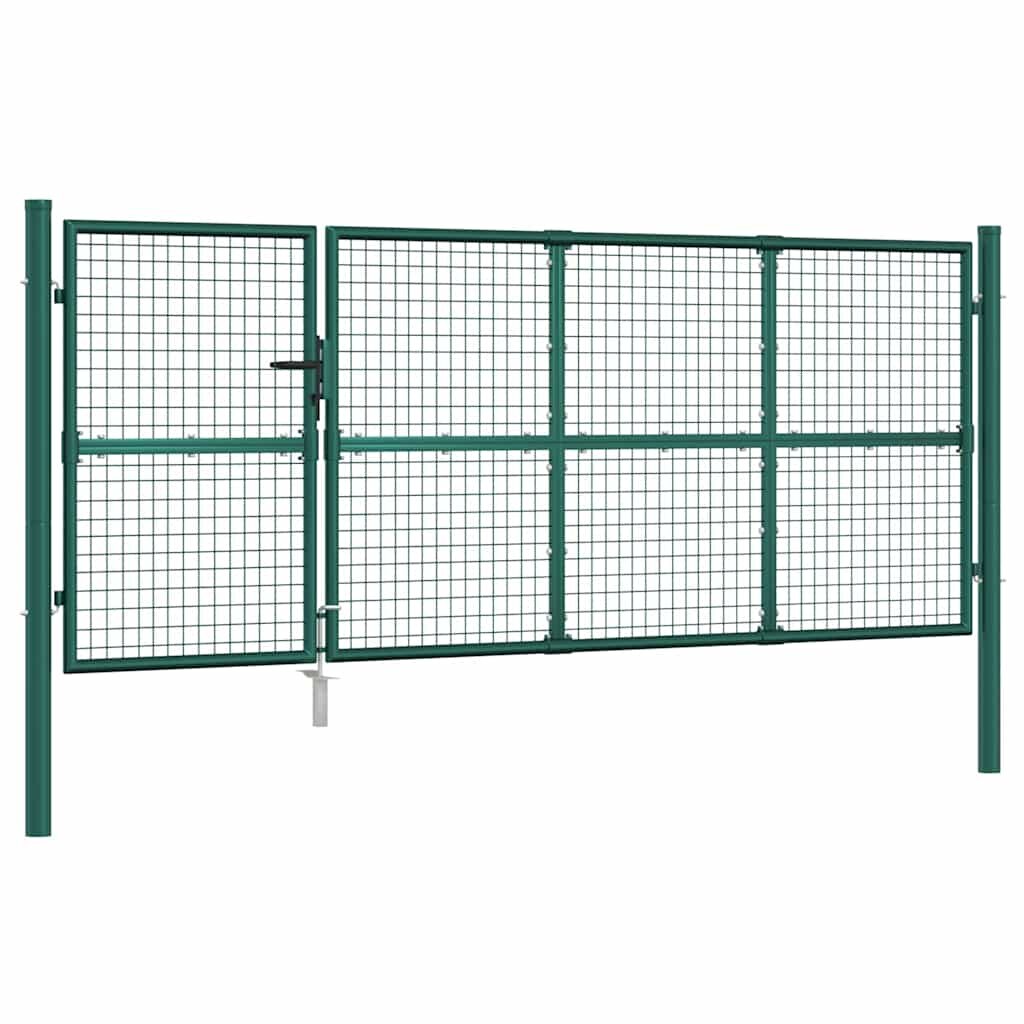 vidaXL Pletená záhradná brána zelená 350x125 cm pozinkovaná oceľ