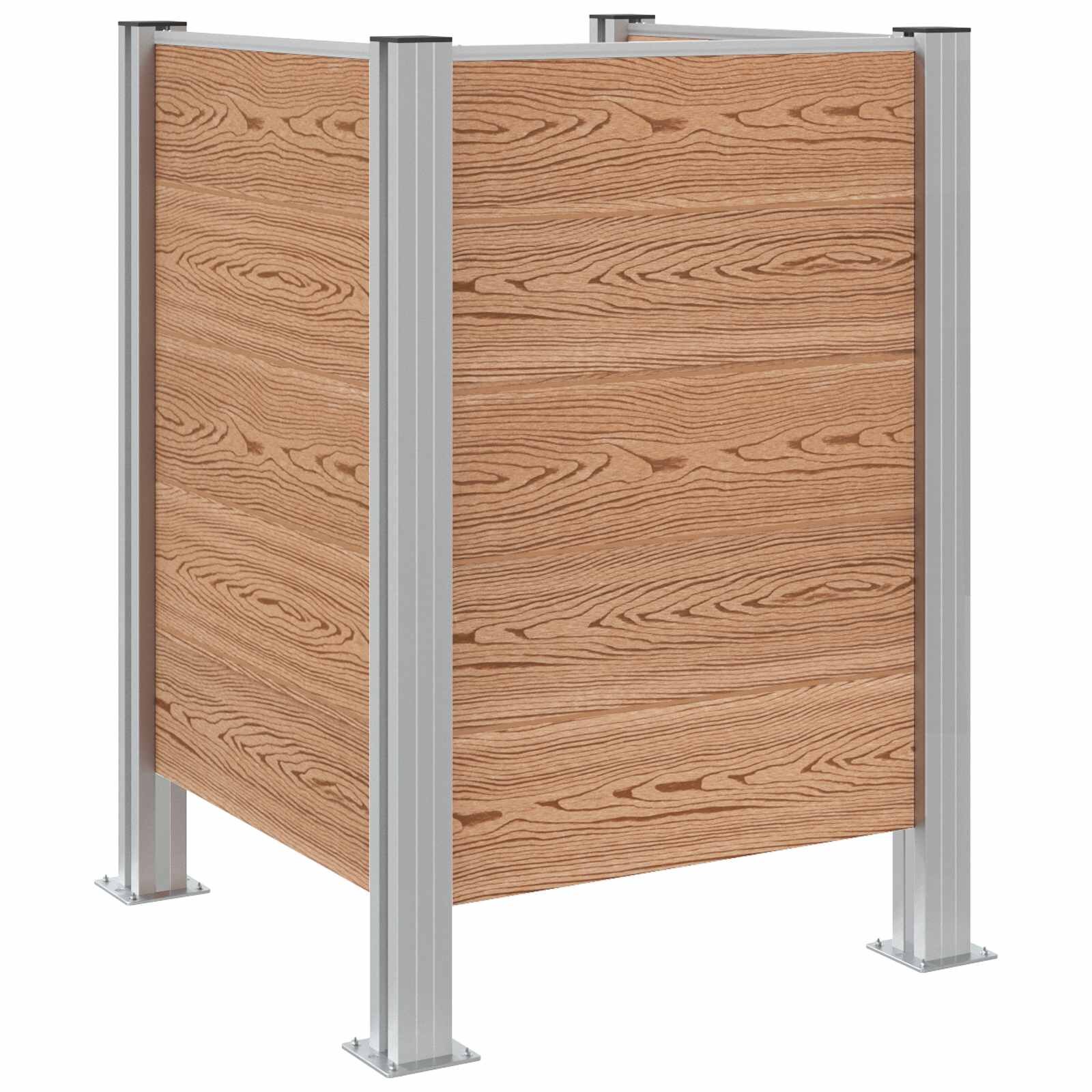 vidaXL Plot pre odpadkový kôš Hnedá 85 x 85 x 115 cm Hliník a WPC