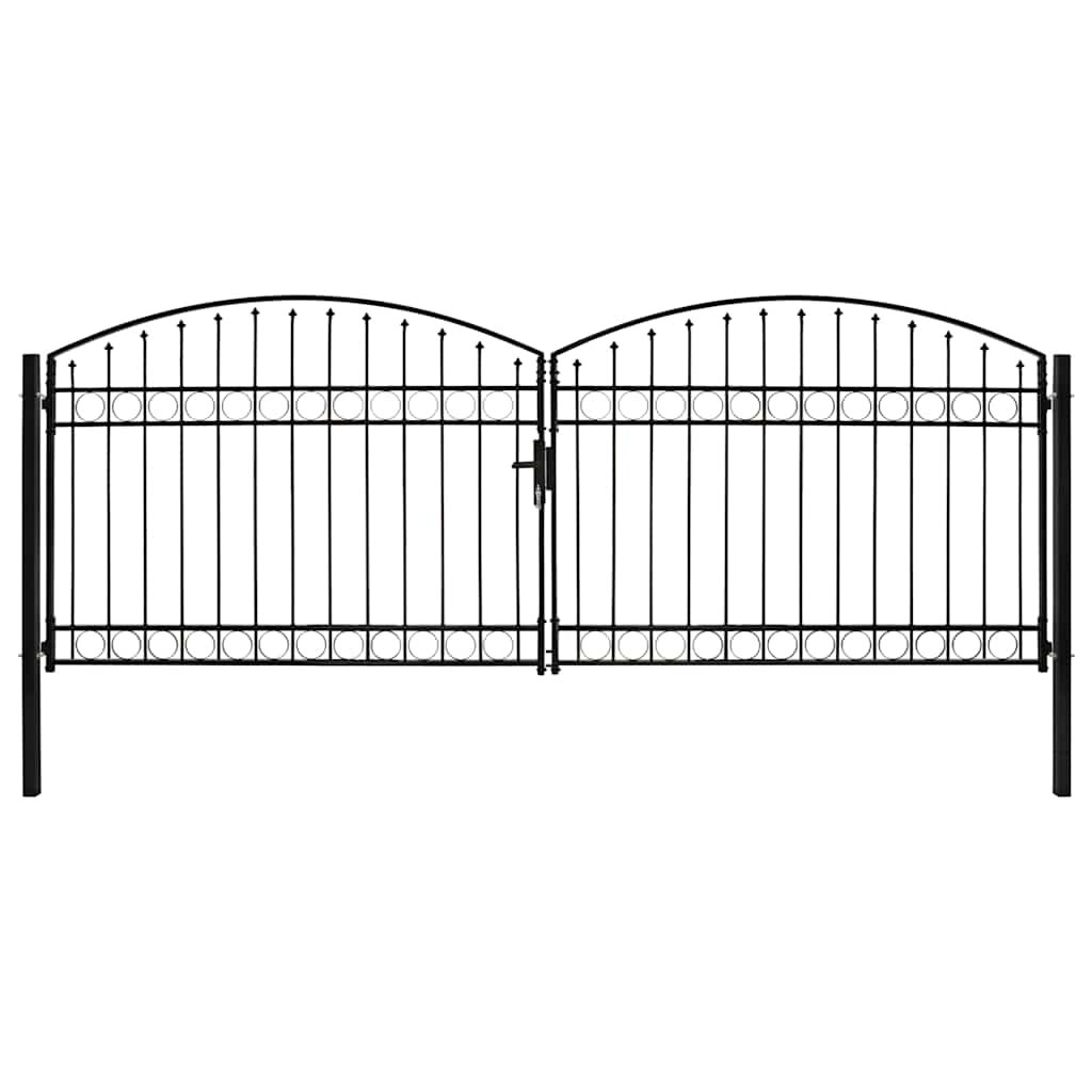 vidaXL Plotová brána ASSEN s dvojitými dverami a klenutým vrchom oceľ 400x150 cm