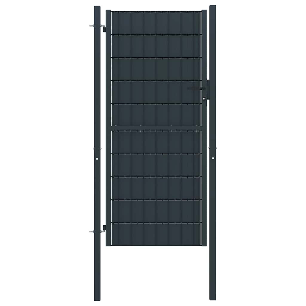 vidaXL Plotová brána PVC a oceľ 100x204 cm antracitová
