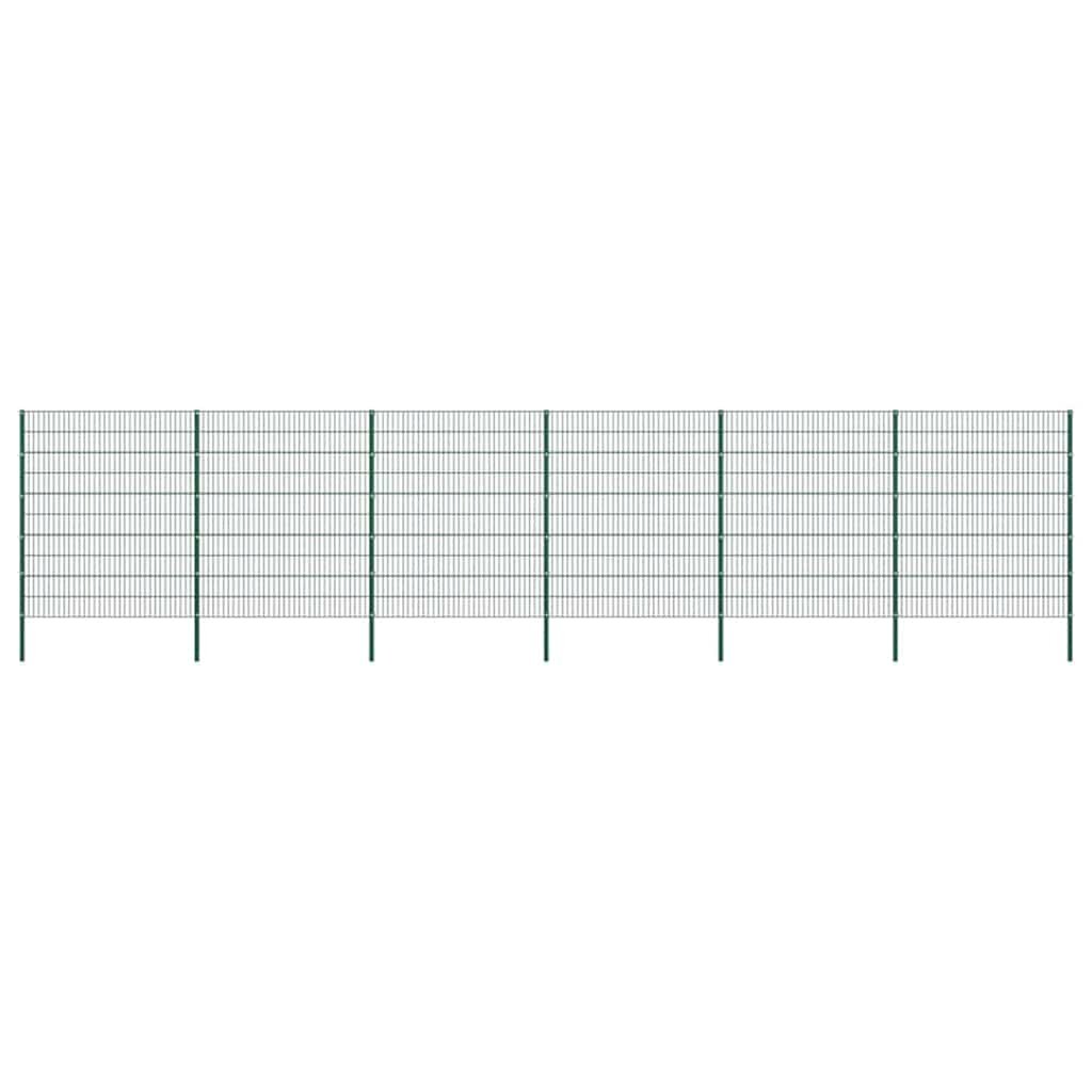 vidaXL Plotový panel so stĺpikmi železný 1040x200 cm zelený